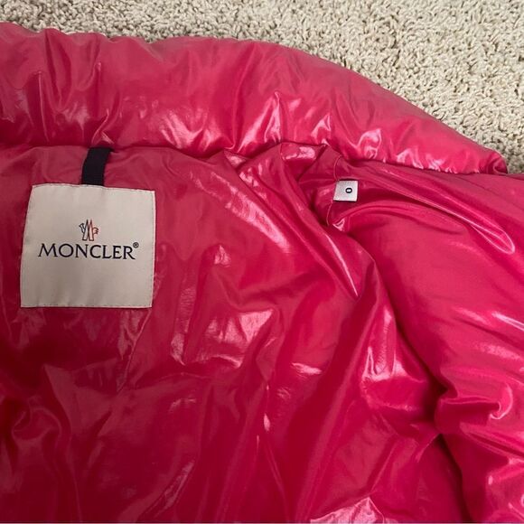 Moncler Caille Giubbotto Goose Down Jacket Pink Quilted Velvet Size 0 EUC - Picture 6 of 12